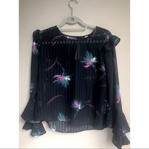 BP long flare sleeved floral top